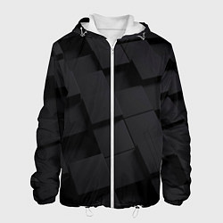 Куртка с капюшоном мужская Чёрные геометрические блоки, цвет: 3D-белый