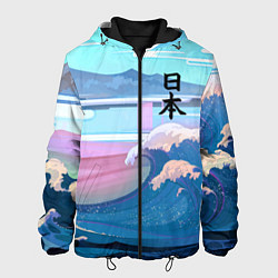 Куртка с капюшоном мужская Japan - landscape - waves, цвет: 3D-черный