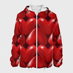 Куртка с капюшоном мужская Red hearts, цвет: 3D-белый