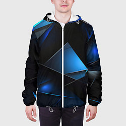 Куртка с капюшоном мужская Черные и синие элементы, цвет: 3D-белый — фото 2