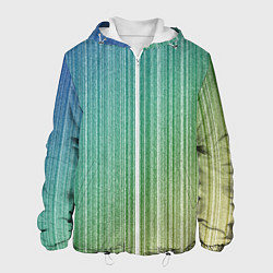 Куртка с капюшоном мужская Градиент полосы зеленый, цвет: 3D-белый