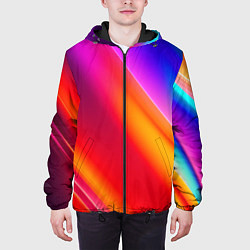 Куртка с капюшоном мужская Неоновая радуга, цвет: 3D-черный — фото 2