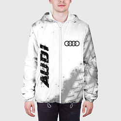 Куртка с капюшоном мужская Audi speed на светлом фоне со следами шин: надпись, цвет: 3D-белый — фото 2