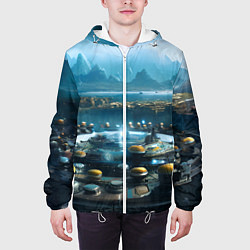 Куртка с капюшоном мужская Инопланетный реактор, цвет: 3D-белый — фото 2