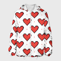 Куртка с капюшоном мужская Pixel heart, цвет: 3D-белый