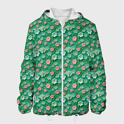Куртка с капюшоном мужская Объемные цветочки, цвет: 3D-белый