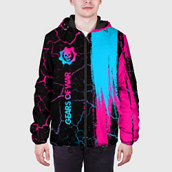 Куртка с капюшоном мужская Gears of War - neon gradient: по-вертикали, цвет: 3D-черный — фото 2