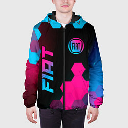 Куртка с капюшоном мужская Fiat - neon gradient: надпись, символ, цвет: 3D-черный — фото 2