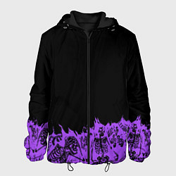 Куртка с капюшоном мужская Скелеты в неоновом огне, цвет: 3D-черный