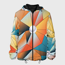Куртка с капюшоном мужская Жемчужина - градиент из полигональных треугольнико, цвет: 3D-черный