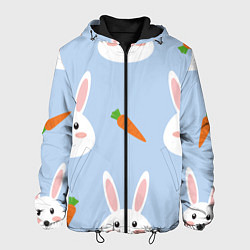Куртка с капюшоном мужская Зайчики и морковки, цвет: 3D-черный