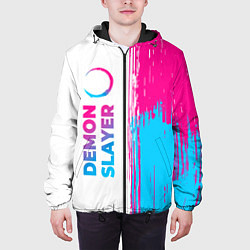 Куртка с капюшоном мужская Demon Slayer neon gradient style: по-вертикали, цвет: 3D-черный — фото 2