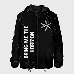 Куртка с капюшоном мужская Bring Me the Horizon glitch на темном фоне: надпис, цвет: 3D-черный