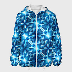 Куртка с капюшоном мужская Светящиеся голубые цветы, цвет: 3D-белый
