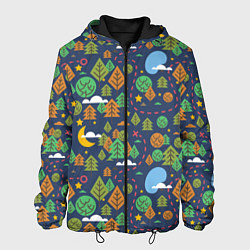 Куртка с капюшоном мужская Ночной лес, цвет: 3D-черный