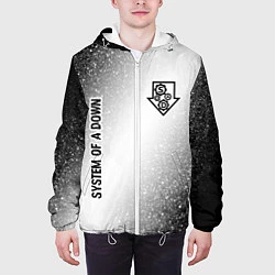Куртка с капюшоном мужская System of a Down glitch на светлом фоне: надпись,, цвет: 3D-белый — фото 2