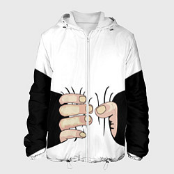 Куртка с капюшоном мужская Рука сжимает талию, цвет: 3D-белый