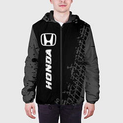 Куртка с капюшоном мужская Honda speed на темном фоне со следами шин: по-верт, цвет: 3D-черный — фото 2