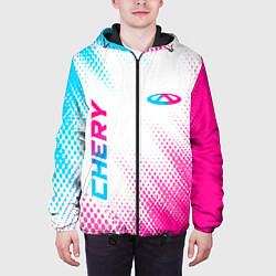 Куртка с капюшоном мужская Chery neon gradient style: надпись, символ, цвет: 3D-черный — фото 2