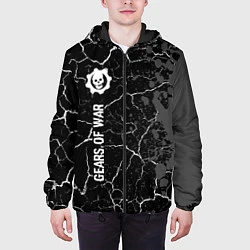 Куртка с капюшоном мужская Gears of War glitch на темном фоне: по-вертикали, цвет: 3D-черный — фото 2