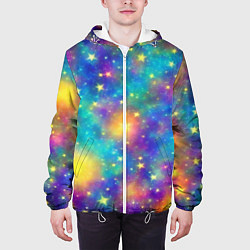 Куртка с капюшоном мужская Звездный космос, сияющий волшебством, цвет: 3D-белый — фото 2