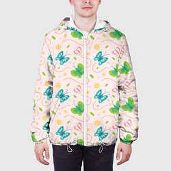 Куртка с капюшоном мужская Прекрасные бабочки, цвет: 3D-белый — фото 2