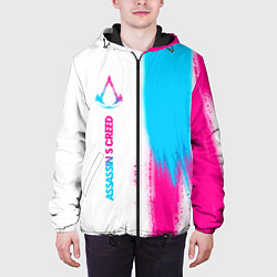 Куртка с капюшоном мужская Assassins Creed neon gradient style: по-вертикали, цвет: 3D-черный — фото 2