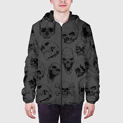 Куртка с капюшоном мужская Раскиданные черепа, цвет: 3D-черный — фото 2