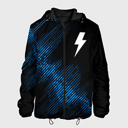 Куртка с капюшоном мужская AC DC звуковая волна, цвет: 3D-черный