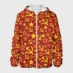 Куртка с капюшоном мужская СССР Серп и Молот, цвет: 3D-белый