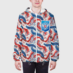 Куртка с капюшоном мужская Герб России и узоры, цвет: 3D-белый — фото 2