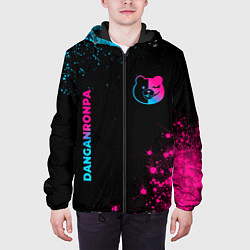 Куртка с капюшоном мужская Danganronpa - neon gradient: надпись, символ, цвет: 3D-черный — фото 2