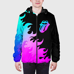 Куртка с капюшоном мужская Rolling Stones неоновый огонь, цвет: 3D-черный — фото 2