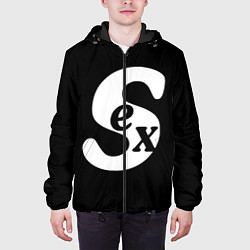 Куртка с капюшоном мужская SEX надпись, цвет: 3D-черный — фото 2