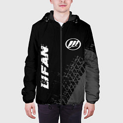 Куртка с капюшоном мужская Lifan speed на темном фоне со следами шин: надпись, цвет: 3D-черный — фото 2