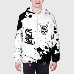 Куртка с капюшоном мужская Slayer и рок символ на светлом фоне, цвет: 3D-белый — фото 2