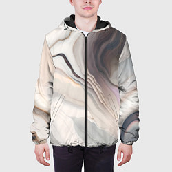 Куртка с капюшоном мужская Нежная мраморная текстура от нейросети, цвет: 3D-черный — фото 2