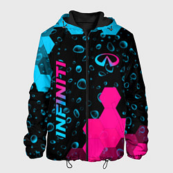 Куртка с капюшоном мужская Infiniti - neon gradient: надпись, символ, цвет: 3D-черный