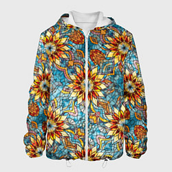 Куртка с капюшоном мужская Витражная мозаика в стиле Арт Деко, цвет: 3D-белый
