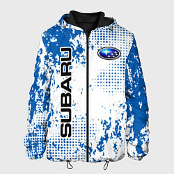 Куртка с капюшоном мужская Subaru blue logo, цвет: 3D-черный