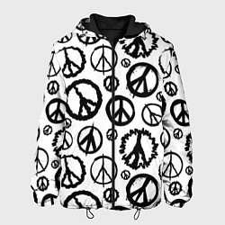 Куртка с капюшоном мужская Many peace logo, цвет: 3D-черный