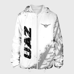 Куртка с капюшоном мужская UAZ speed на светлом фоне со следами шин: надпись,, цвет: 3D-белый