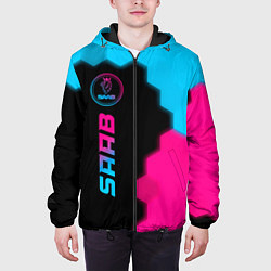 Куртка с капюшоном мужская Saab - neon gradient: по-вертикали, цвет: 3D-черный — фото 2