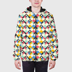 Куртка с капюшоном мужская Абстракция из цветных кубиков, цвет: 3D-черный — фото 2