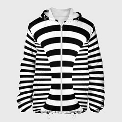 Куртка с капюшоном мужская Черно-белая иллюзия, цвет: 3D-белый