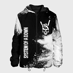 Куртка с капюшоном мужская System of a Down и рок символ на темном фоне, цвет: 3D-черный