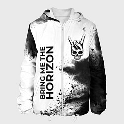 Куртка с капюшоном мужская Bring Me the Horizon и рок символ на светлом фоне, цвет: 3D-белый
