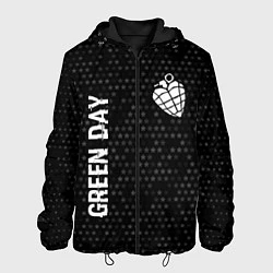 Куртка с капюшоном мужская Green Day glitch на темном фоне: надпись, символ, цвет: 3D-черный