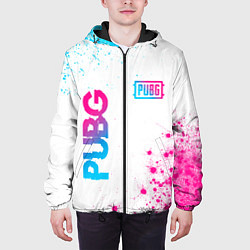 Куртка с капюшоном мужская PUBG neon gradient style: надпись, символ, цвет: 3D-черный — фото 2