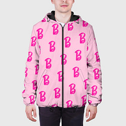 Куртка с капюшоном мужская Барби паттерн буква B, цвет: 3D-черный — фото 2